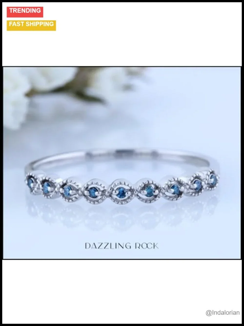 Dazzlingrock 0.10 Ctw Natural Round Diamond 9 Stone Minimalist Stackable